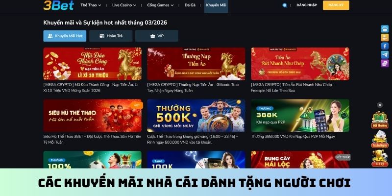 Các khuyến mãi nhà cái dành tặng người chơi 