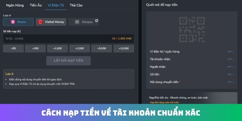 Cách nạp tiền về tài khoản chuẩn xác