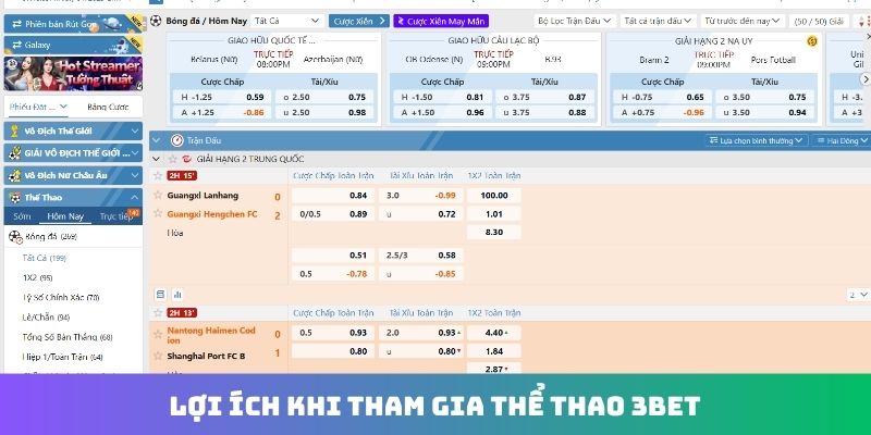 Lợi ích khi tham gia thể thao 3Bet